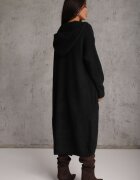 j&x Cardigan maxi neîncheiat cu lână cu glugă și broșă cu lanț Minvelda Negru