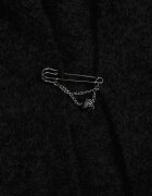 j&x Cardigan maxi neîncheiat cu lână cu glugă și broșă cu lanț Minvelda Negru