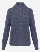 j&x Cardigan minimalist cu guler tip tunică din lână și bumbac cu fermoar Indine Albastru