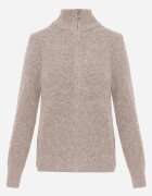 j&x Cardigan minimalist cu guler tip tunică din lână și bumbac cu fermoar Indine Bej