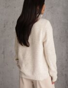 j&x Cardigan minimalist cu guler tip tunică din lână și bumbac cu fermoar Indine Bej deschis