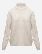 j&x Cardigan minimalist cu guler tip tunică din lână și bumbac cu fermoar Indine Bej deschis