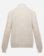 j&x Cardigan minimalist cu guler tip tunică din lână și bumbac cu fermoar Indine Bej deschis