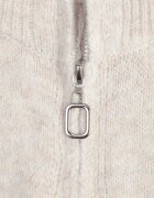 j&x Cardigan minimalist cu guler tip tunică din lână și bumbac cu fermoar Indine Bej deschis