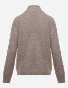 j&x Cardigan minimalist cu guler tip tunică din lână și bumbac cu fermoar Indine Bej închis