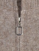 j&x Cardigan minimalist cu guler tip tunică din lână și bumbac cu fermoar Indine Bej închis