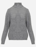 j&x Cardigan minimalist cu guler tip tunică din lână și bumbac cu fermoar Indine Gri