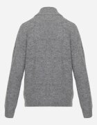 j&x Cardigan minimalist cu guler tip tunică din lână și bumbac cu fermoar Indine Gri