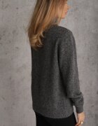 j&x Cardigan minimalist cu guler tip tunică din lână și bumbac cu fermoar Indine Gri închis