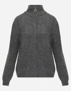 j&x Cardigan minimalist cu guler tip tunică din lână și bumbac cu fermoar Indine Gri închis