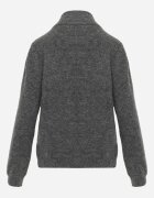 j&x Cardigan minimalist cu guler tip tunică din lână și bumbac cu fermoar Indine Gri închis