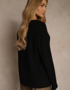 j&x Cardigan negru cu bumbac și cu model în relief Reisina