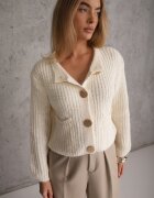 j&x Cardigan oversized cu lână și nasturi decorativi Anollis Bej deschis