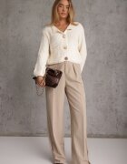 j&x Cardigan oversized cu lână și nasturi decorativi Anollis Bej deschis