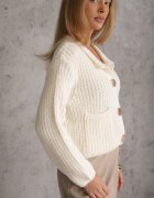 j&x Cardigan oversized cu lână și nasturi decorativi Anollis Bej deschis