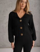 j&x Cardigan oversized cu lână și nasturi decorativi Anollis Negru