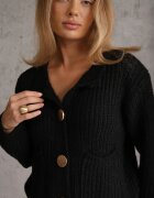 j&x Cardigan oversized cu lână și nasturi decorativi Anollis Negru