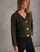 j&x Cardigan oversized cu lână și nasturi decorativi Anollis Verde