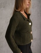 j&x Cardigan oversized cu lână și nasturi decorativi Anollis Verde