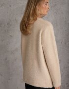 j&x Cardigan pufos cu fermoar din tricot cu efect fluffy lână și bumbac Selimena Bej