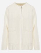j&x Cardigan pufos cu fermoar din tricot cu efect fluffy lână și bumbac Selimena Bej deschis