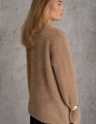 j&x Cardigan pufos cu fermoar din tricot cu efect fluffy lână și bumbac Selimena Bej închis