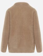 j&x Cardigan pufos cu fermoar din tricot cu efect fluffy lână și bumbac Selimena Bej închis
