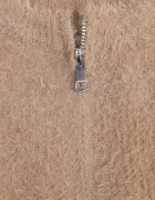 j&x Cardigan pufos cu fermoar din tricot cu efect fluffy lână și bumbac Selimena Bej închis