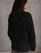 j&x Cardigan pufos cu fermoar din tricot cu efect fluffy lână și bumbac Selimena Negru