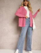 j&x Cardigan Roz închis cu adaos de bumbac Decorat cu reliefuri și buzunare Mavalin