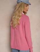 j&x Cardigan Roz închis cu adaos de bumbac Decorat cu reliefuri și buzunare Mavalin
