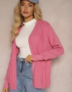 j&x Cardigan Roz închis cu adaos de bumbac Decorat cu reliefuri și buzunare Mavalin