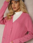 j&x Cardigan Roz închis cu adaos de bumbac Decorat cu reliefuri și buzunare Mavalin