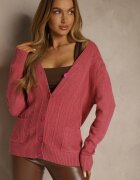 j&x Cardigan Roz închis din bumbac și cu model în relief Reisina