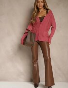 j&x Cardigan Roz închis din bumbac și cu model în relief Reisina