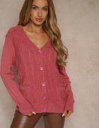 j&x Cardigan Roz închis din bumbac și cu model în relief Reisina
