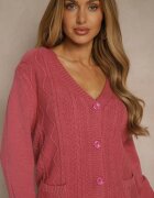 j&x Cardigan Roz închis din bumbac și cu model în relief Reisina