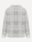 j&x Cardigan tweed cu lână cu nasturi bijuterie și buzunare cu clapă Alveme Alb