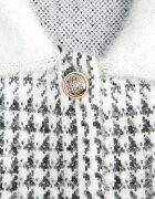 j&x Cardigan tweed cu lână cu nasturi bijuterie și buzunare cu clapă Alveme Alb