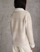 j&x Cardigan tweed cu lână cu nasturi bijuterie și buzunare cu clapă Alveme Bej deschis