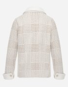 j&x Cardigan tweed cu lână cu nasturi bijuterie și buzunare cu clapă Alveme Bej deschis
