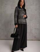 j&x Cardigan tweed cu lână cu nasturi bijuterie și buzunare cu clapă Alveme Negru