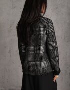 j&x Cardigan tweed cu lână cu nasturi bijuterie și buzunare cu clapă Alveme Negru