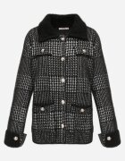 j&x Cardigan tweed cu lână cu nasturi bijuterie și buzunare cu clapă Alveme Negru