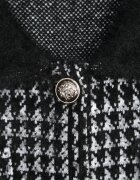 j&x Cardigan tweed cu lână cu nasturi bijuterie și buzunare cu clapă Alveme Negru