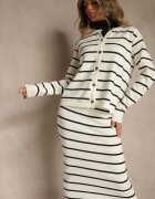 j&x Compleu Bej deschis din vâscoză Fustă și Bluză cu nasturi și curele decorative Forrive