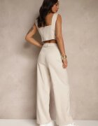 j&x Compleu bej deschis Top decorat cu nasturi și Pantaloni cu croială largă Liracelle