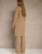 j&x Compleu Bej închis din tricot cu bumbac Pantaloni Vestă și Lung Cardigan Mevalinia