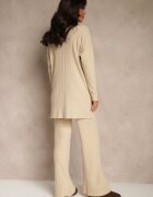 j&x Compleu Bej Reiat cu Bumbac Pulover Oversize și Pantaloni Largi Wedorena