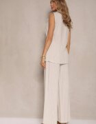 j&x Compleu Bej Reiat cu vâscoză în stil costum Vestă și Pantaloni Saralisse